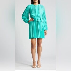 NWOT Sam Edelman Long Sleeve Pleated Georgette Dress